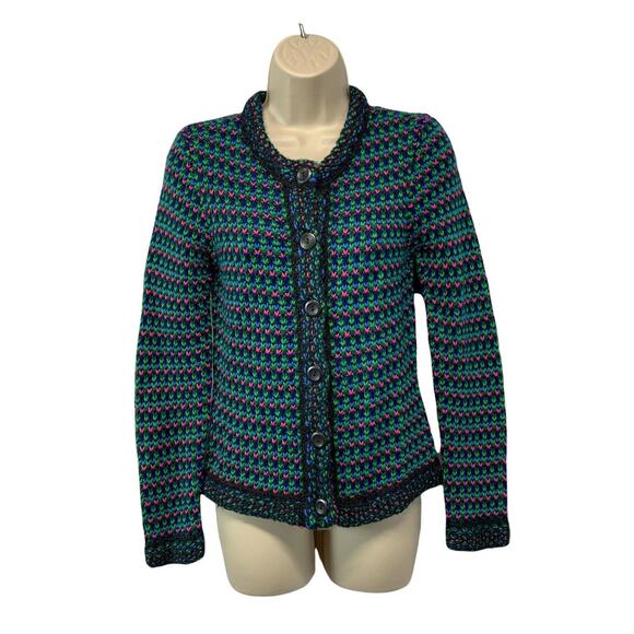 Liz Claiborne Womens Cardigan Sweater Size Small Petite Colorful Knit Button Up - Picture 1 of 9